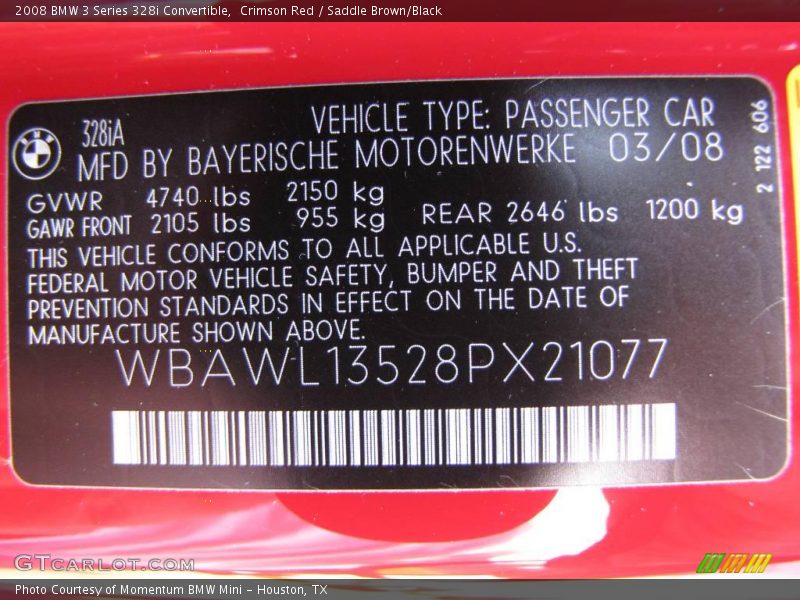 Crimson Red / Saddle Brown/Black 2008 BMW 3 Series 328i Convertible