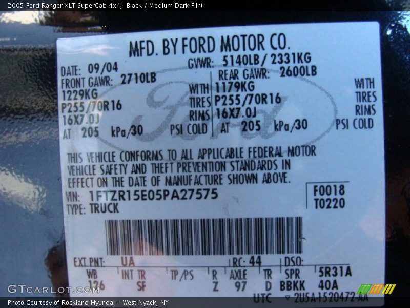 Black / Medium Dark Flint 2005 Ford Ranger XLT SuperCab 4x4