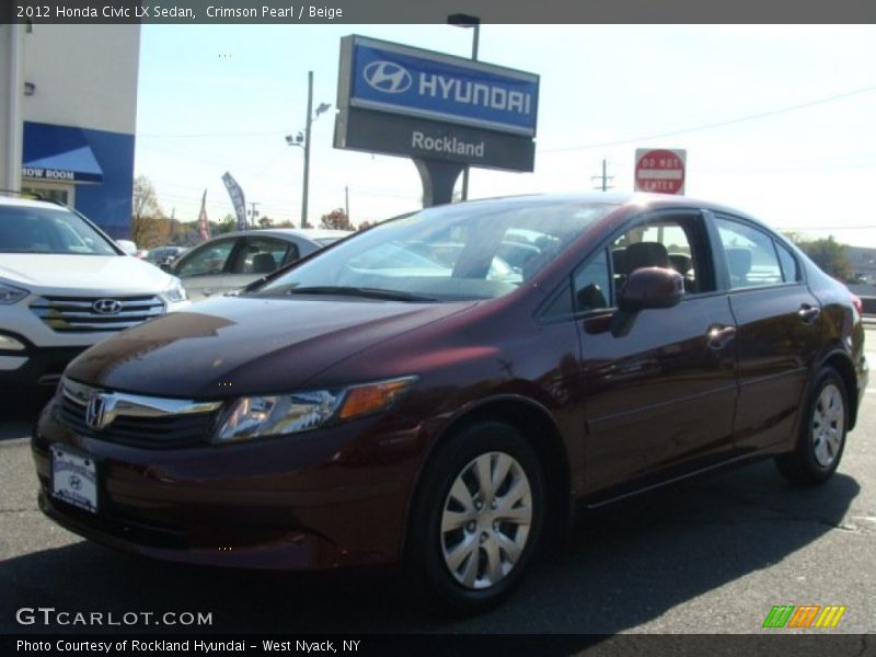 Crimson Pearl / Beige 2012 Honda Civic LX Sedan