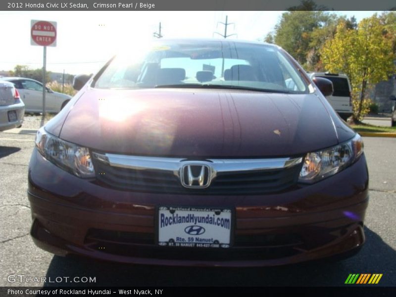 Crimson Pearl / Beige 2012 Honda Civic LX Sedan