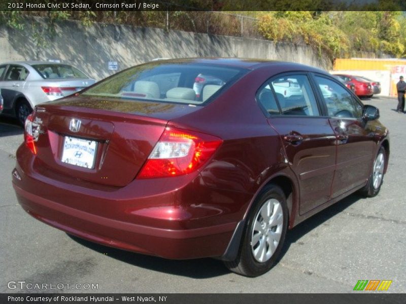 Crimson Pearl / Beige 2012 Honda Civic LX Sedan