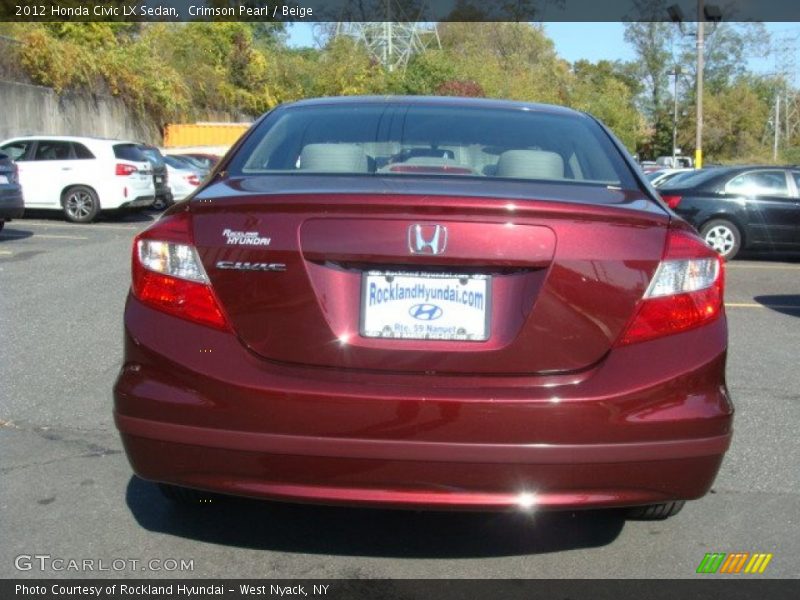 Crimson Pearl / Beige 2012 Honda Civic LX Sedan