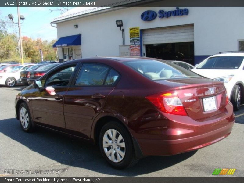 Crimson Pearl / Beige 2012 Honda Civic LX Sedan