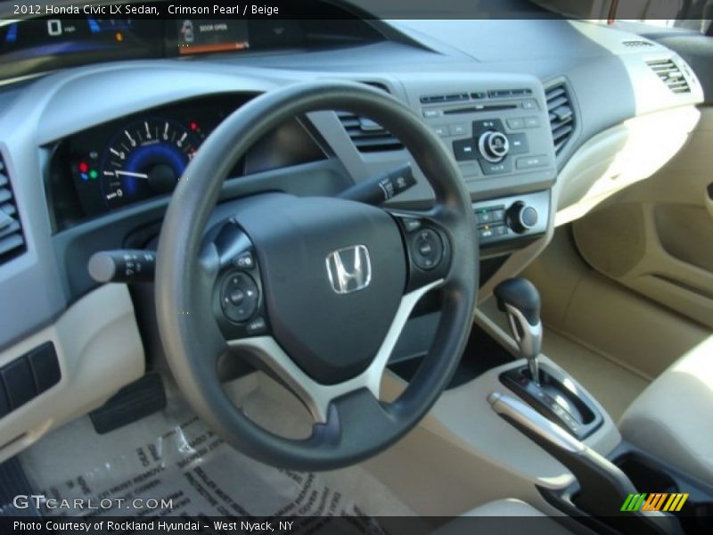 Crimson Pearl / Beige 2012 Honda Civic LX Sedan
