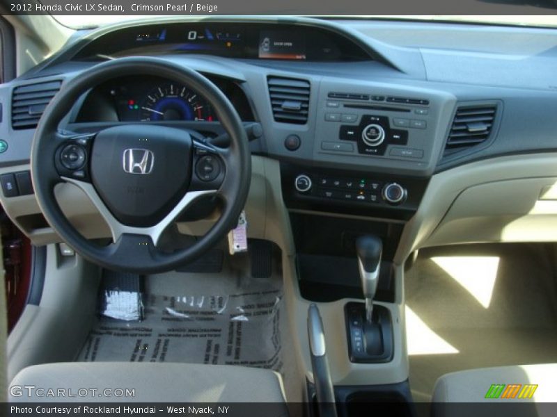 Crimson Pearl / Beige 2012 Honda Civic LX Sedan