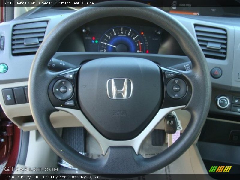 Crimson Pearl / Beige 2012 Honda Civic LX Sedan