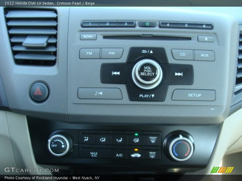 Crimson Pearl / Beige 2012 Honda Civic LX Sedan