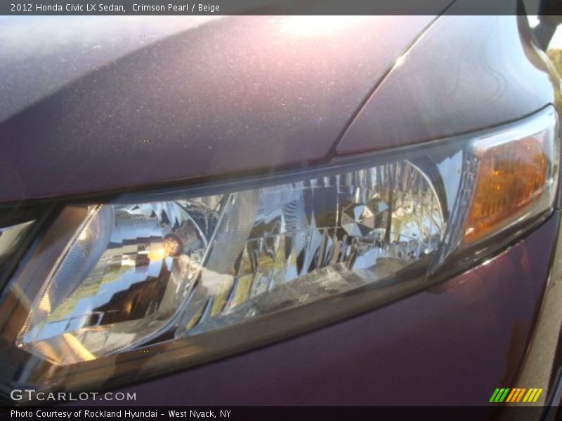 Crimson Pearl / Beige 2012 Honda Civic LX Sedan