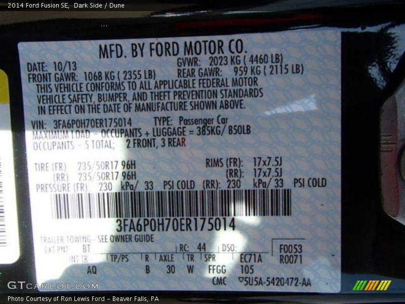Dark Side / Dune 2014 Ford Fusion SE