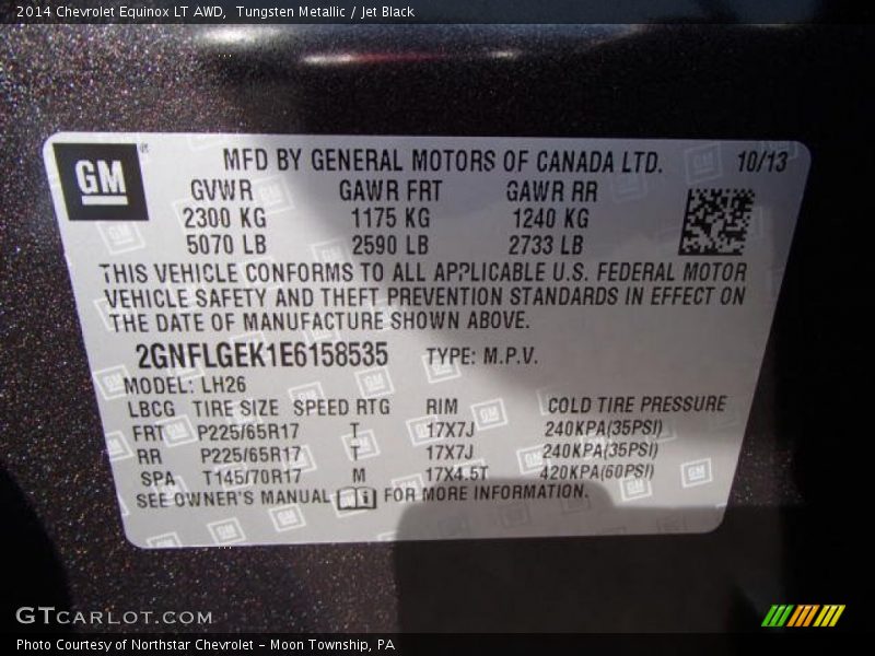 Tungsten Metallic / Jet Black 2014 Chevrolet Equinox LT AWD