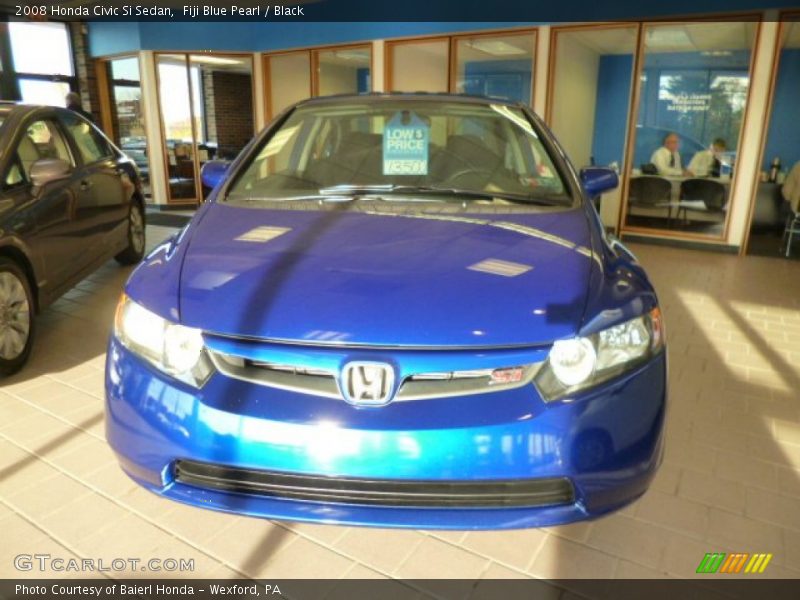 Fiji Blue Pearl / Black 2008 Honda Civic Si Sedan