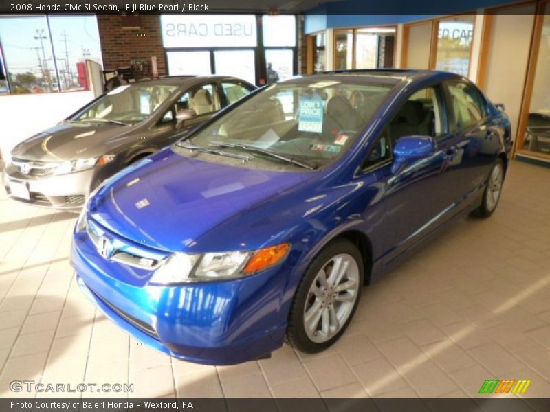 Fiji Blue Pearl / Black 2008 Honda Civic Si Sedan
