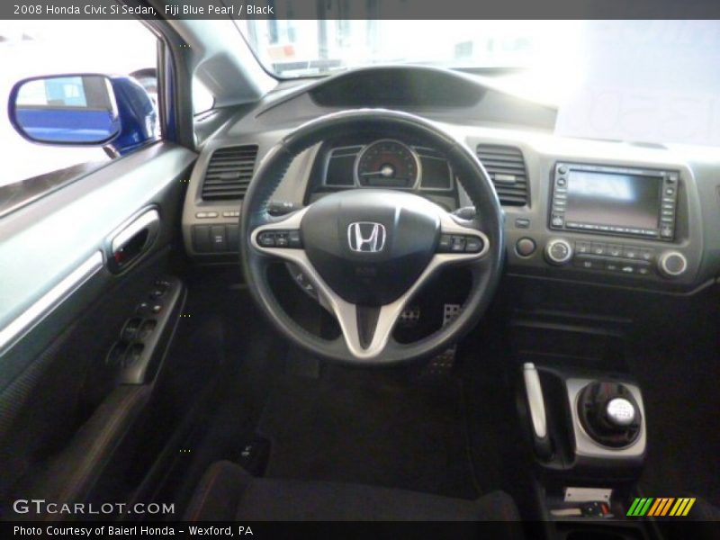 Fiji Blue Pearl / Black 2008 Honda Civic Si Sedan