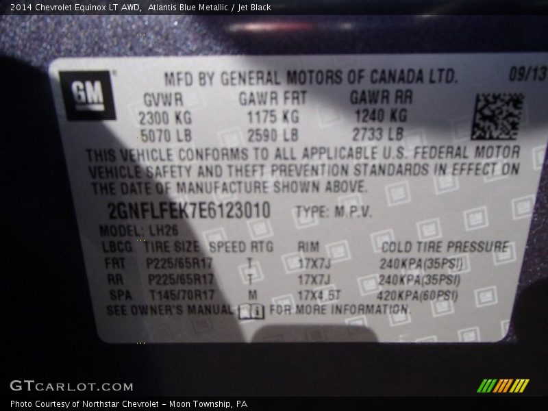Atlantis Blue Metallic / Jet Black 2014 Chevrolet Equinox LT AWD