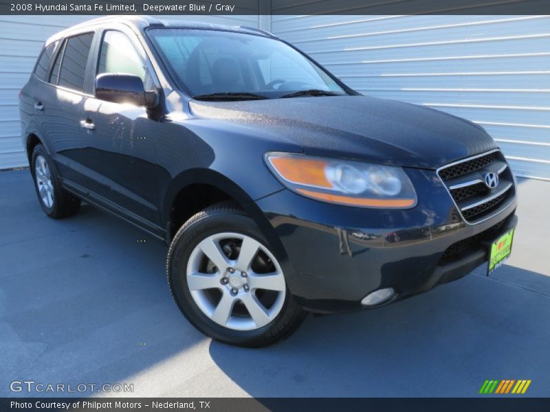 Deepwater Blue / Gray 2008 Hyundai Santa Fe Limited