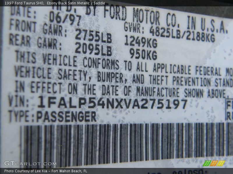 Ebony Black Satin Metallic / Saddle 1997 Ford Taurus SHO