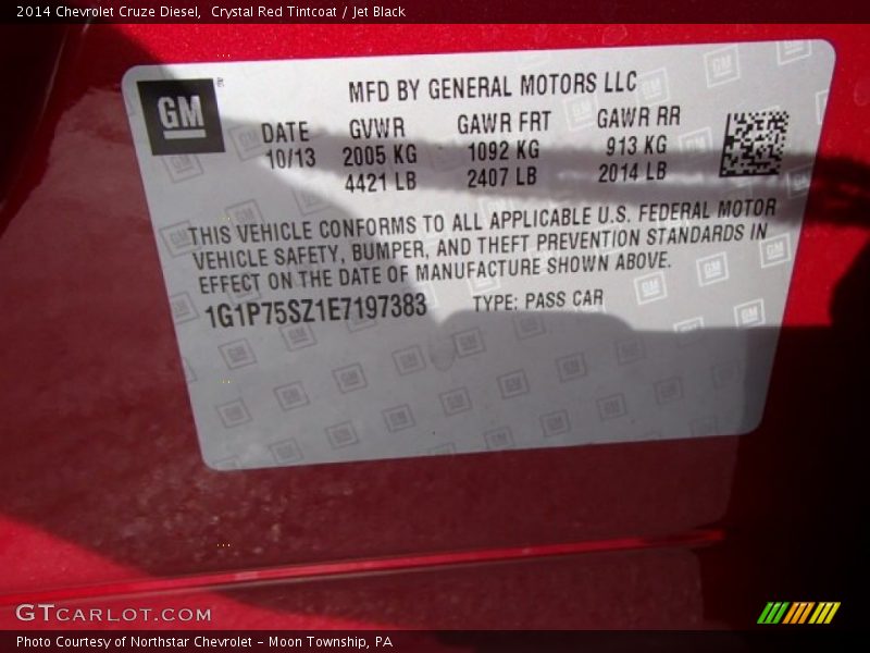 Crystal Red Tintcoat / Jet Black 2014 Chevrolet Cruze Diesel