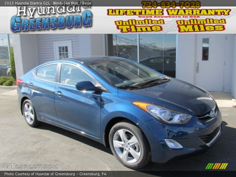 Windy Sea Blue / Beige 2013 Hyundai Elantra GLS