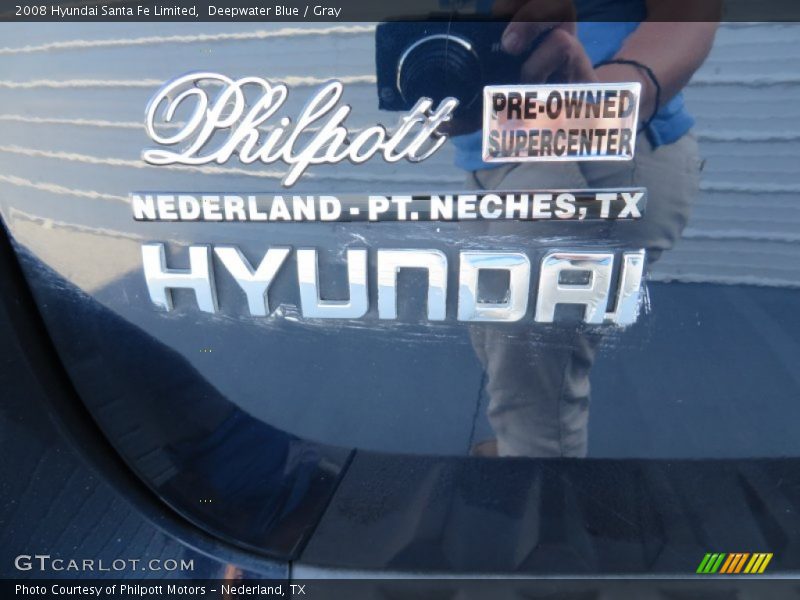 Deepwater Blue / Gray 2008 Hyundai Santa Fe Limited