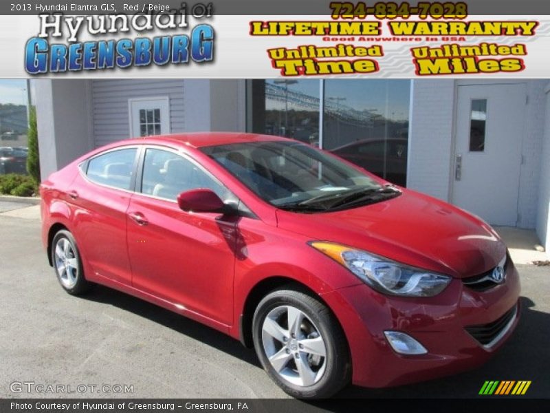 Red / Beige 2013 Hyundai Elantra GLS