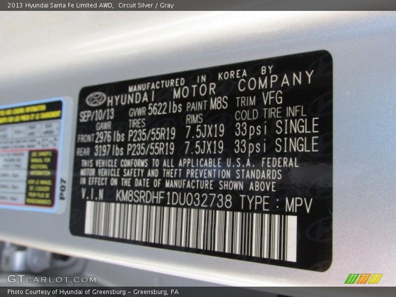 Circuit Silver / Gray 2013 Hyundai Santa Fe Limited AWD
