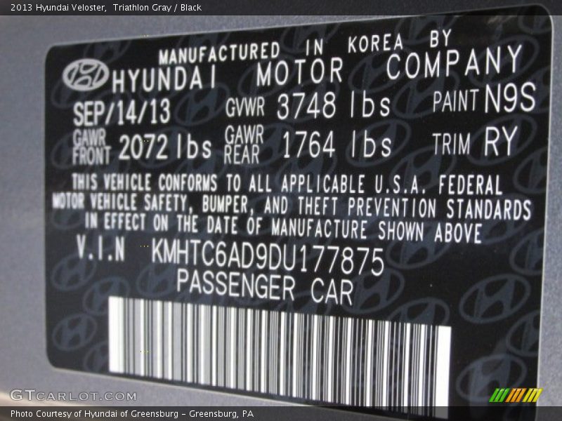 Triathlon Gray / Black 2013 Hyundai Veloster