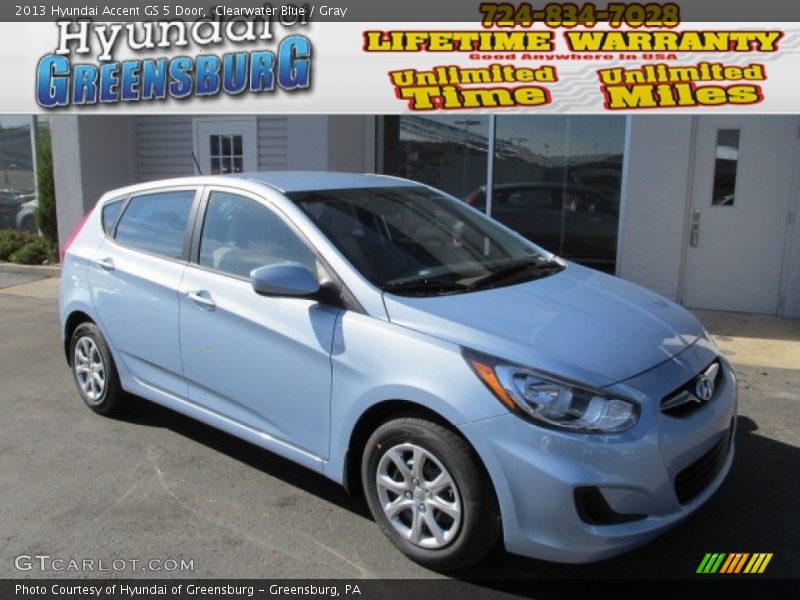 Clearwater Blue / Gray 2013 Hyundai Accent GS 5 Door