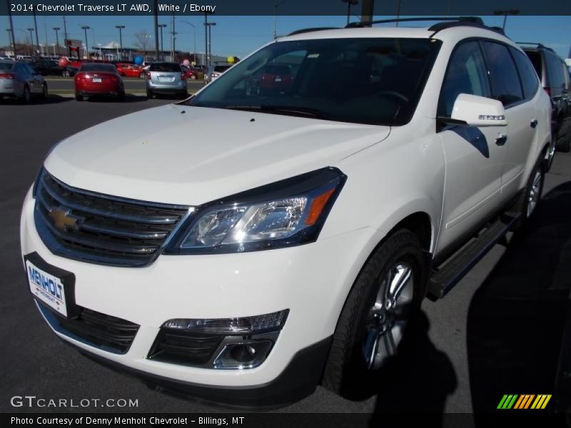 White / Ebony 2014 Chevrolet Traverse LT AWD