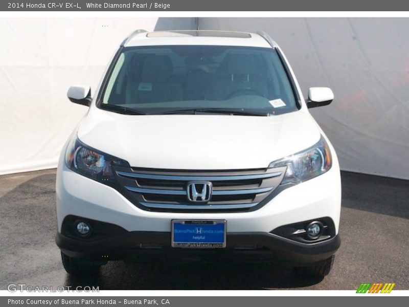 White Diamond Pearl / Beige 2014 Honda CR-V EX-L