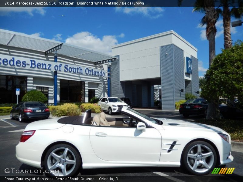 Diamond White Metallic / Beige/Brown 2014 Mercedes-Benz SL 550 Roadster