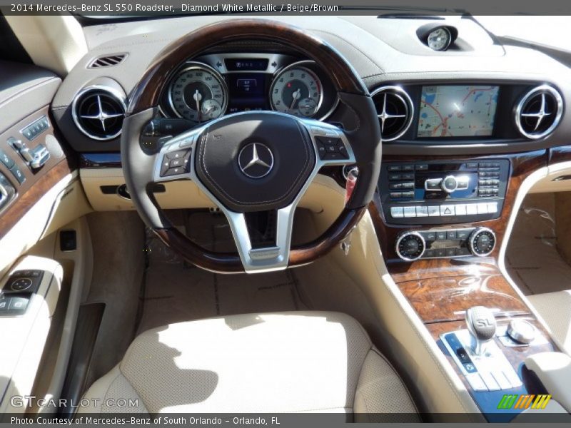 Diamond White Metallic / Beige/Brown 2014 Mercedes-Benz SL 550 Roadster