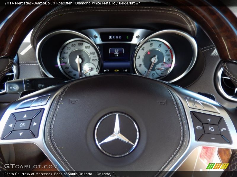 Diamond White Metallic / Beige/Brown 2014 Mercedes-Benz SL 550 Roadster