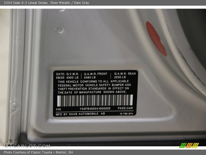 Silver Metallic / Slate Gray 2004 Saab 9-3 Linear Sedan