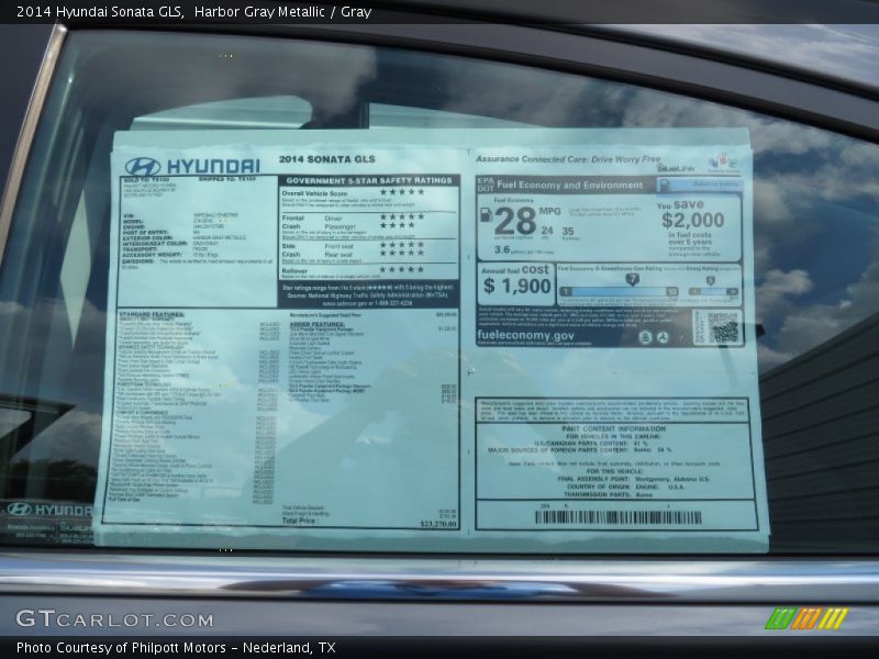 Harbor Gray Metallic / Gray 2014 Hyundai Sonata GLS
