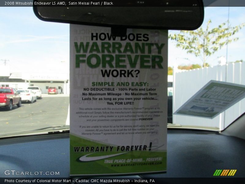 Satin Meisai Pearl / Black 2008 Mitsubishi Endeavor LS AWD