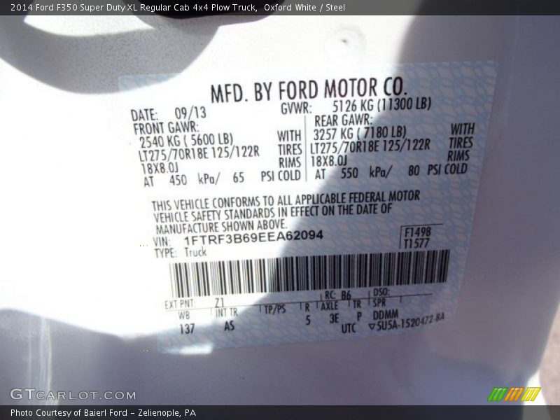 Oxford White / Steel 2014 Ford F350 Super Duty XL Regular Cab 4x4 Plow Truck