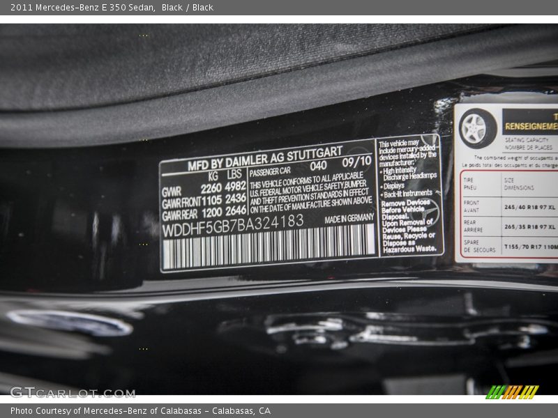 Black / Black 2011 Mercedes-Benz E 350 Sedan