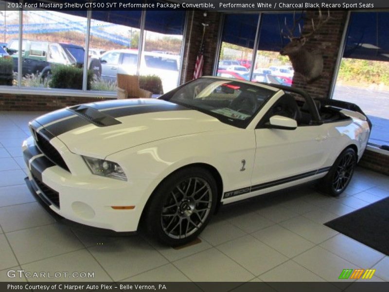 Performance White / Charcoal Black Recaro Sport Seats 2012 Ford Mustang Shelby GT500 SVT Performance Package Convertible