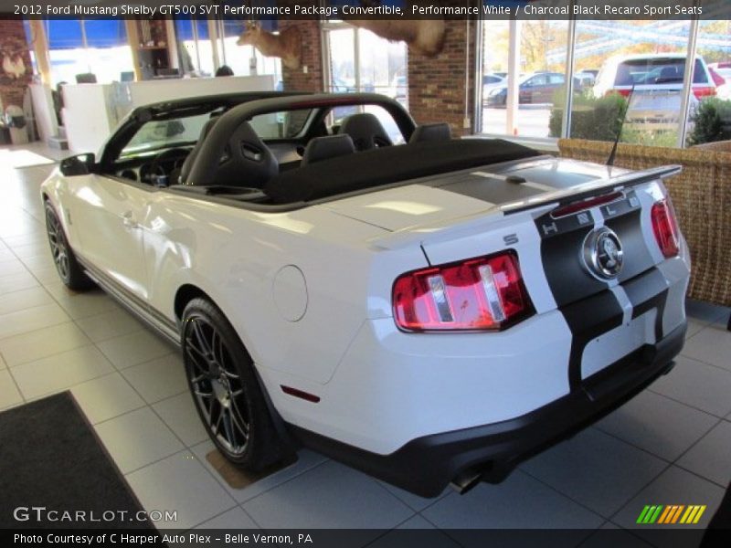 Performance White / Charcoal Black Recaro Sport Seats 2012 Ford Mustang Shelby GT500 SVT Performance Package Convertible