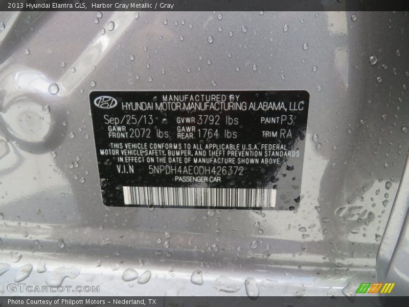 Harbor Gray Metallic / Gray 2013 Hyundai Elantra GLS