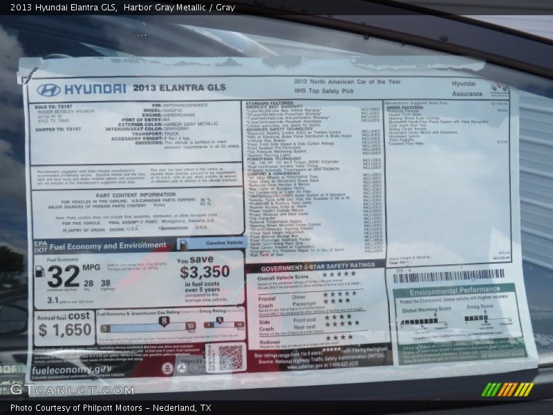 Harbor Gray Metallic / Gray 2013 Hyundai Elantra GLS