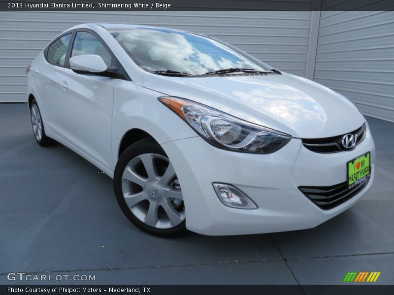 Shimmering White / Beige 2013 Hyundai Elantra Limited