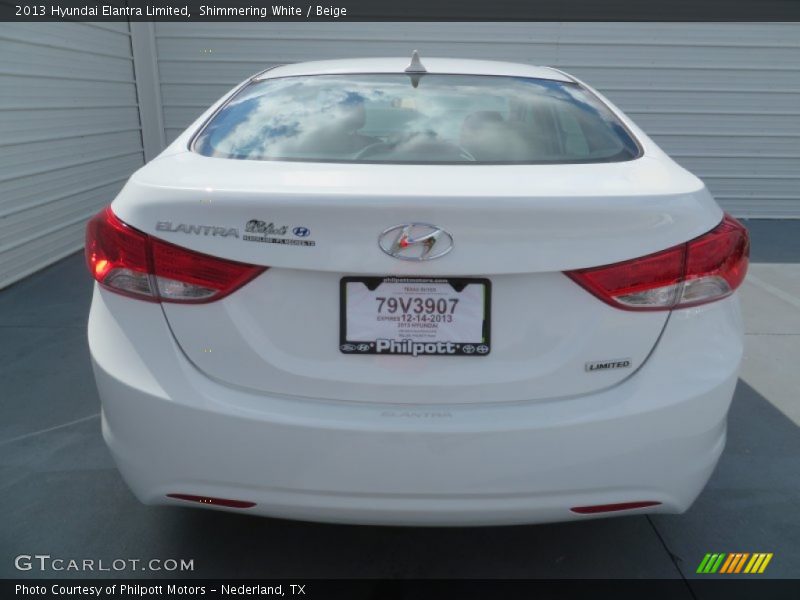 Shimmering White / Beige 2013 Hyundai Elantra Limited
