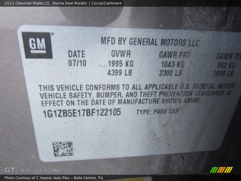 Mocha Steel Metallic / Cocoa/Cashmere 2011 Chevrolet Malibu LS