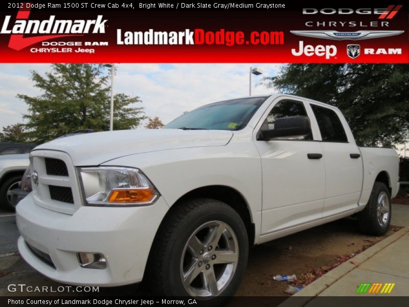 Bright White / Dark Slate Gray/Medium Graystone 2012 Dodge Ram 1500 ST Crew Cab 4x4