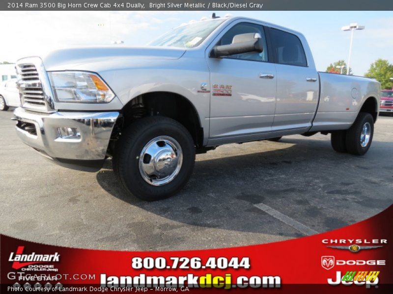 Bright Silver Metallic / Black/Diesel Gray 2014 Ram 3500 Big Horn Crew Cab 4x4 Dually