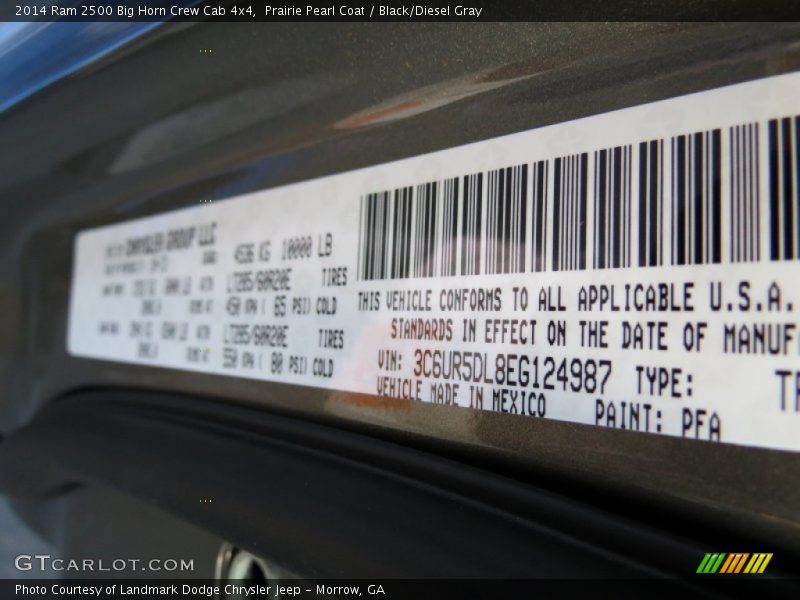 Prairie Pearl Coat / Black/Diesel Gray 2014 Ram 2500 Big Horn Crew Cab 4x4