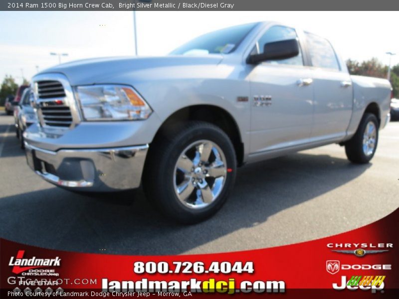 Bright Silver Metallic / Black/Diesel Gray 2014 Ram 1500 Big Horn Crew Cab