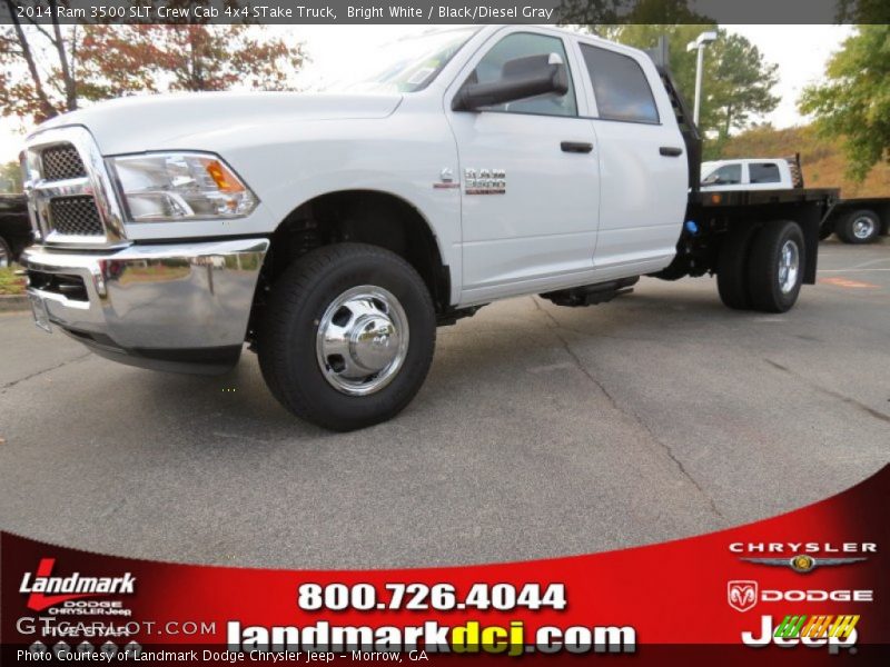 Bright White / Black/Diesel Gray 2014 Ram 3500 SLT Crew Cab 4x4 STake Truck