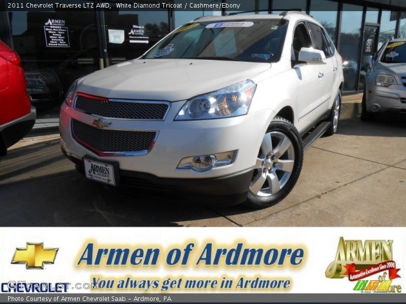 White Diamond Tricoat / Cashmere/Ebony 2011 Chevrolet Traverse LTZ AWD
